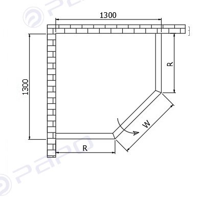 bản vẽ cabin tắm 135 độ